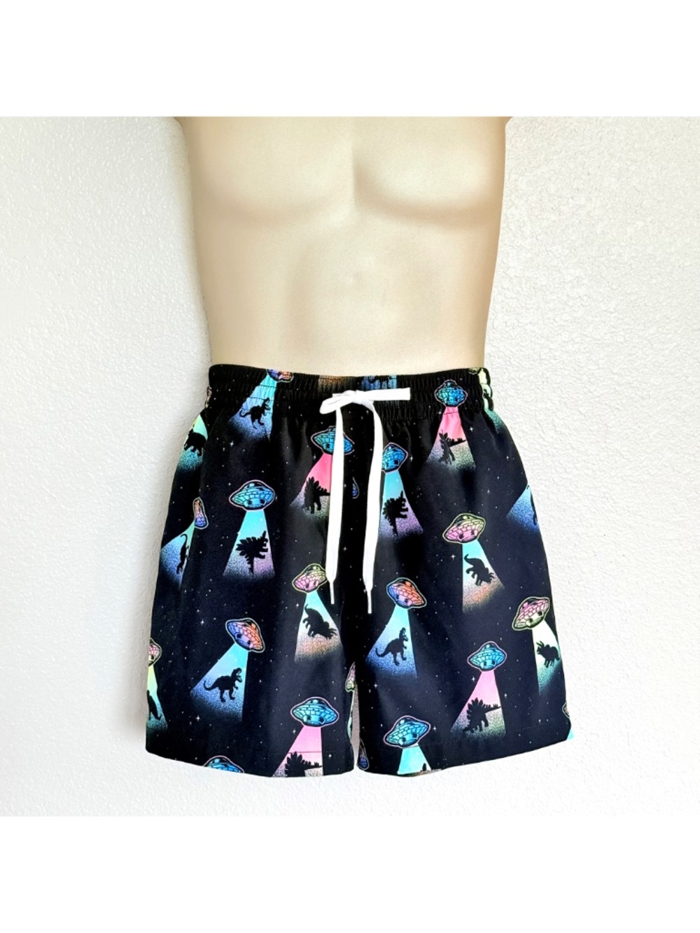 Chubbies Men's Swim Trunks Sz Sm 5.5" Inseam Dino Delights Beam Me Ups UFO Alien